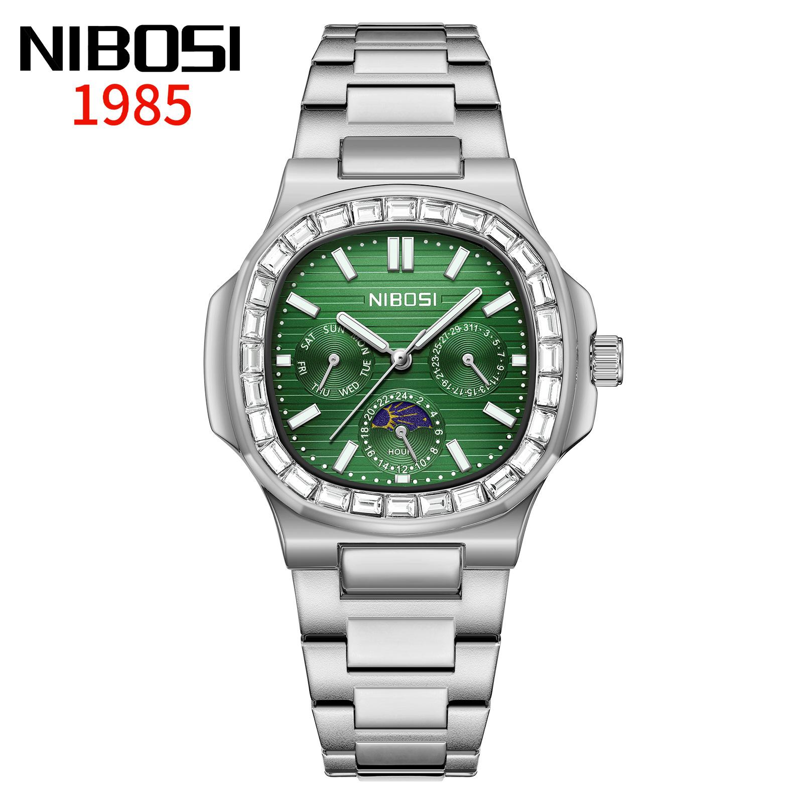 Men S Watch Moon Phase Multi-Function Three-Eye Chronograph Waterproof Steel Belt Quartz Watch