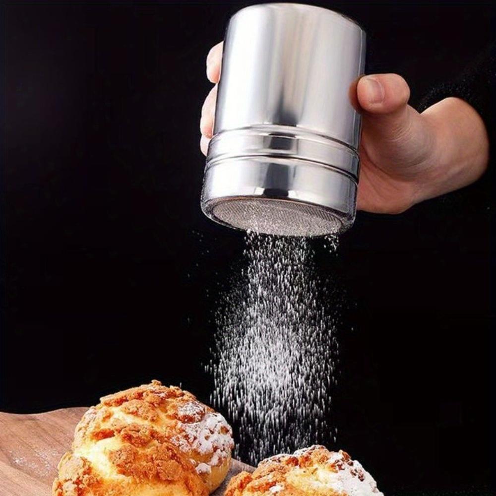 2Pcs Stainless Steel Chocolate Shaker Cocoa Flour Coffee Sifter Coffee Stencils Template Strew Pad Duster Spray Set