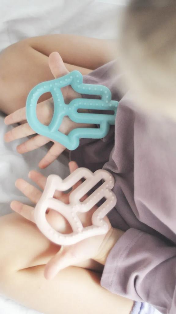 Silicone Teether for Babies Mom's Hand Pink Toy MinikOiOi 1 Pc.