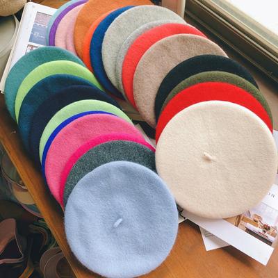 Hat Female Autumn and Winter Beret Woolen British Retro Literary and Simple Painter Hat Sweet Versatile Trendy Hat