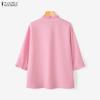 ZANZEA Women Casual Round Neck Solid Color 3/4 Sleeve Blouse