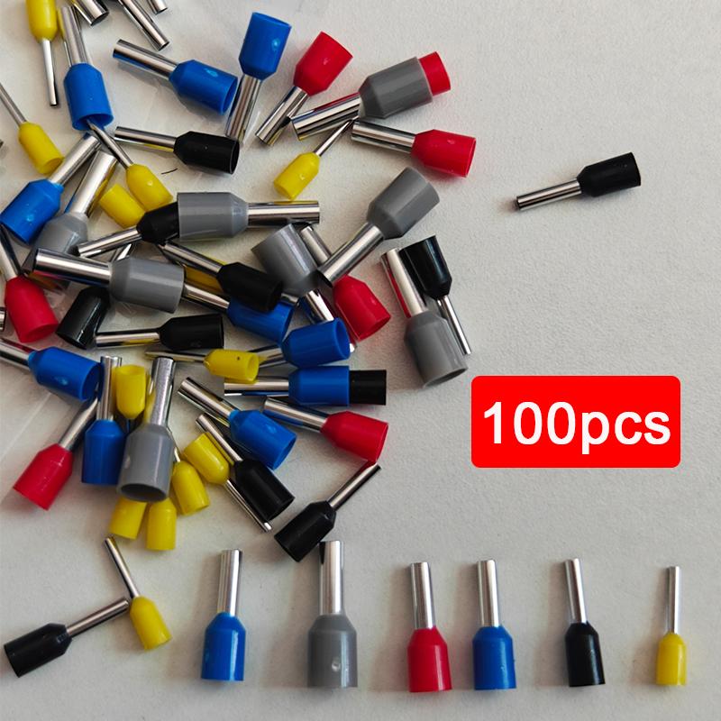 100 ШТ Електричні Трубчасті Клеми Підходять VE Трубчастий Блок Кінцеві З'єднувачі Кабельний Провідний З'єднувач