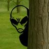 Yousheng Metal Alien Sign Peeping Around Alien Silhouette Sign Garden Decor Flip-off Alien Decoration for Outdoor Yard Tree Fence Post
