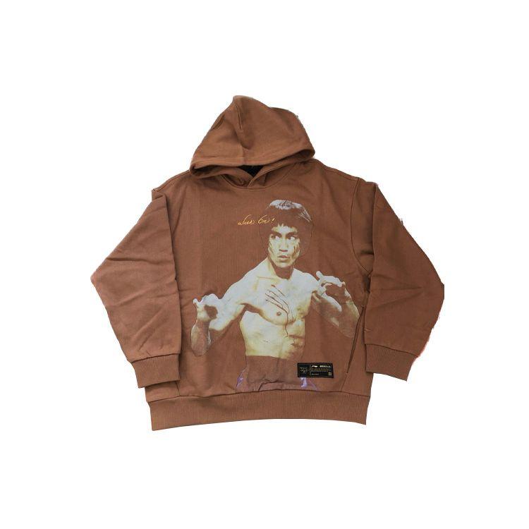 

Толстовка с капюшоном Li Ning X Bruce Lee Collaboration с принтом персонажей, коричневые толстовки унисекс AWDRF19-2K M