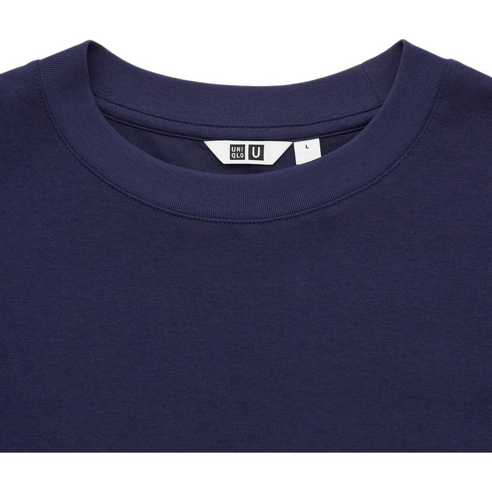 Uniqlo Camiseta de cuello redondo de corte holgado Unisex Tops Azul Marino 444999-69