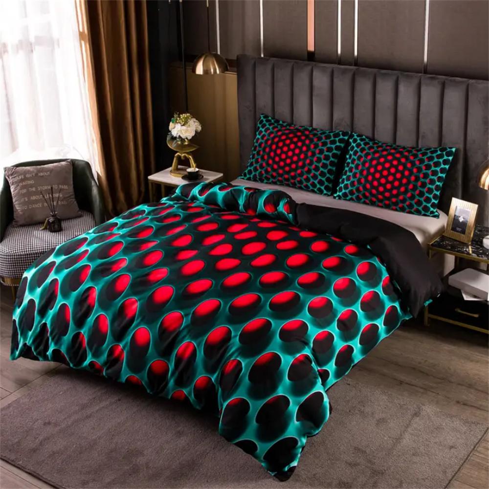 

Яркий тканый полиэстерный 3-предметный постельный комплект - Современный, вдохновленный Y2K, Легкий в уходе, с пододеяльником на молнии и наволочками, Всесезонный EU Single 135x200cm