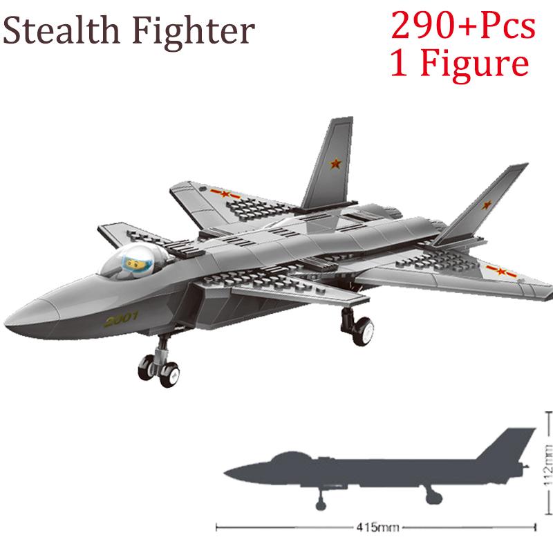 Military Carrier Aircraft Gunship Eagle Stealth Fighter Building Block Sets Classic War Airplane Bricks Kid Educational Toy