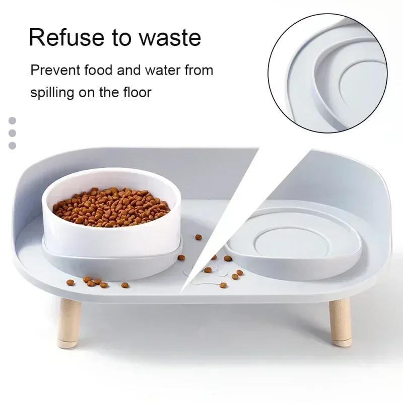 Elevated Dual Bowl Pet Feeder - Adjustable Height Cat & Dog Dish with Water Bowl for Comfortable Feeding & Hydration
