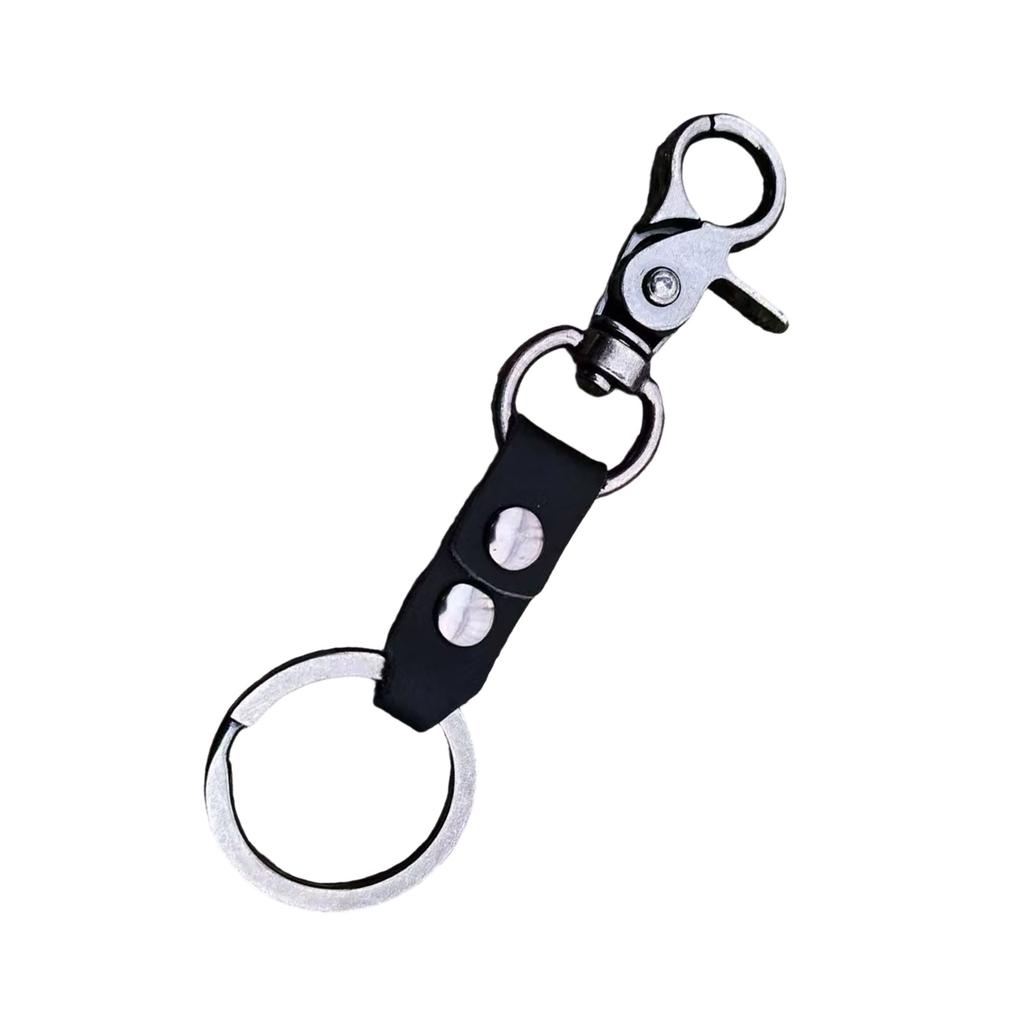 Vintage Style Men Leather Keychain With Secure Metal Clasp Durable Key Ring Functional Key Holder For Everyday Carry