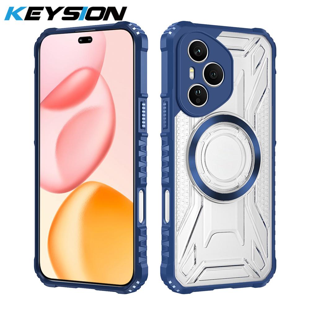 KEYSION Transparent Magnetic Case for Honor 400 Pro 5G Silicone+PC Heavy Duty Shockproof Phone Cover for Huawei Honor 400 Lite