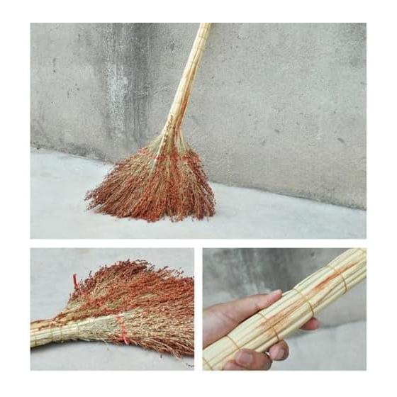 Hand-woven sorghum broom for cleaning outdoor courtyards, palm broom, dustpan, Japanese-style dustpan, power-saving goods (D)