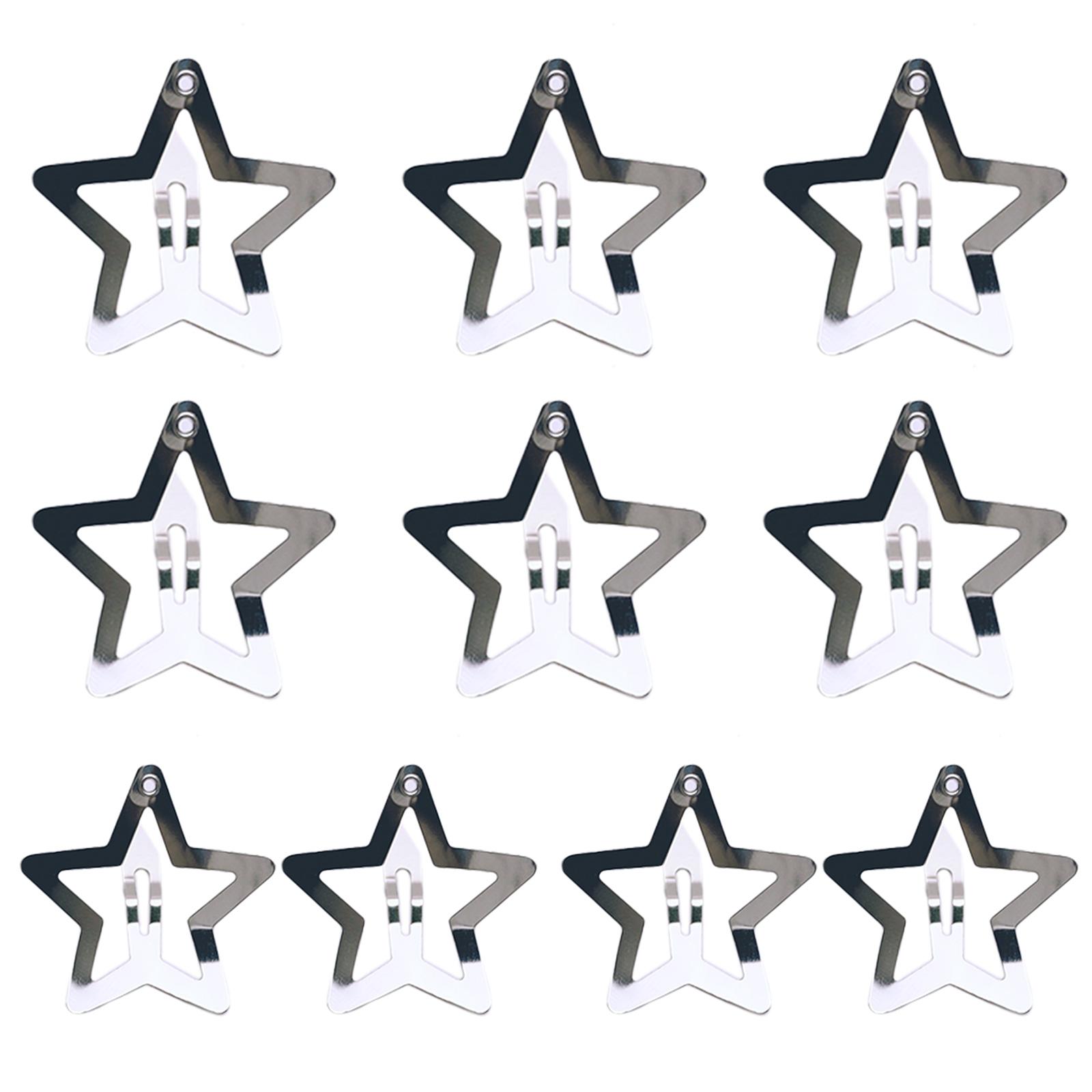 

10pcs Metal Star Hair Clips Sweet Silver Snap Hollow Star Hair Barrettes Hair Pins Accessories for Women Girls серебряный