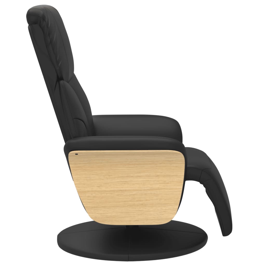 Recliner with Footrest Black Synthetic Leather
