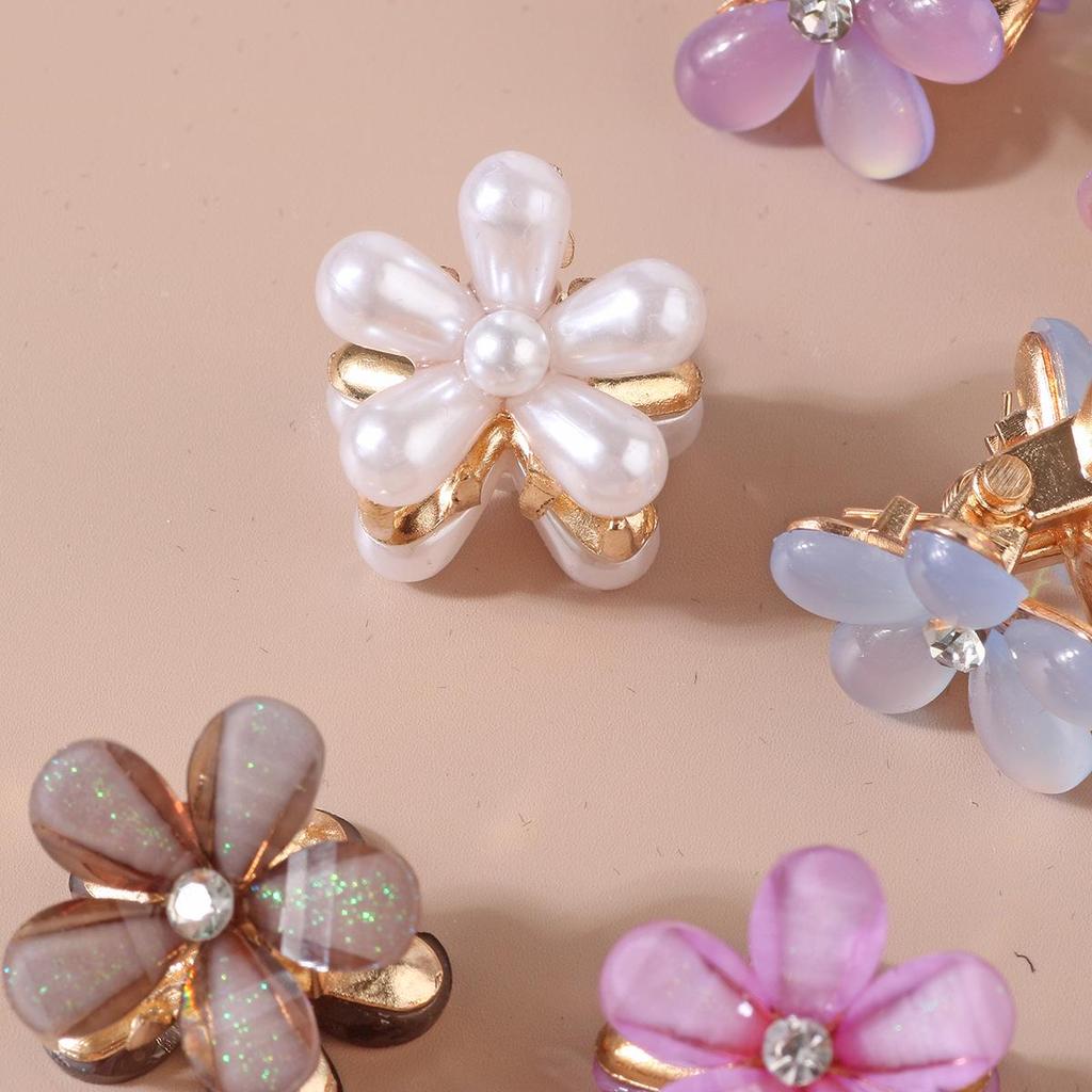 Korean Cute Pearl Floral Cat's Eye Hair Claw Clip