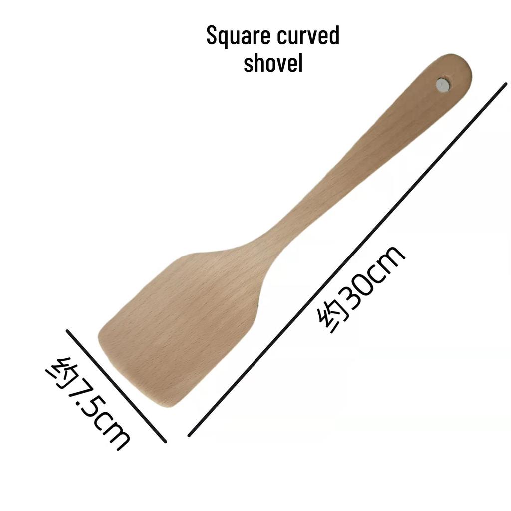 Unpainted Beech Wood Non-stick Spatula and Ladle Set - Modern Simple Wooden Cooking Utensils