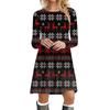 Women's  And Winter Round Neck Long Sleeve Christmas Print Dress