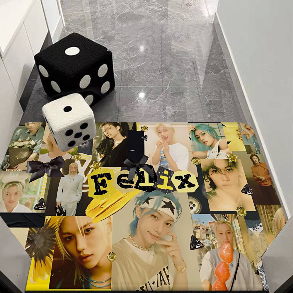 Kpop Singer F-Felix Hallway Carpet Washable Non-Slip Living Room Sofa Chairs Area Mat Kitchen Doormat Area Rug