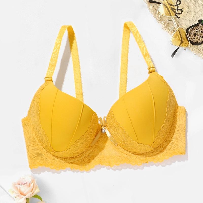 Women S Push Up Underwire Bra Lace Trim Detachable Straps Bow Decor