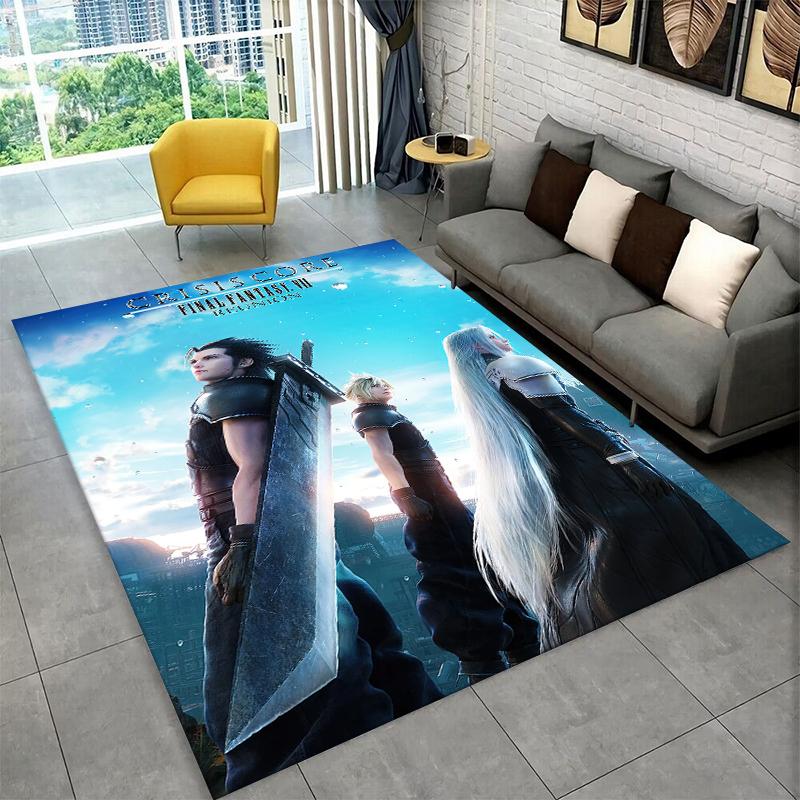 Cloud Tifa Final Fantasy Games Sephiroth Carpet Rug for Bedroom Living Room Sofa Playroom Doormat Home Decor,Area Rug Non-slip