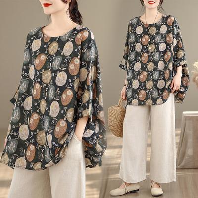 DIMANAF Plus Size New Women T-Shirt Print Loose Casual O-Neck Lady Tops Tees Shirts Oversize Summer 2026