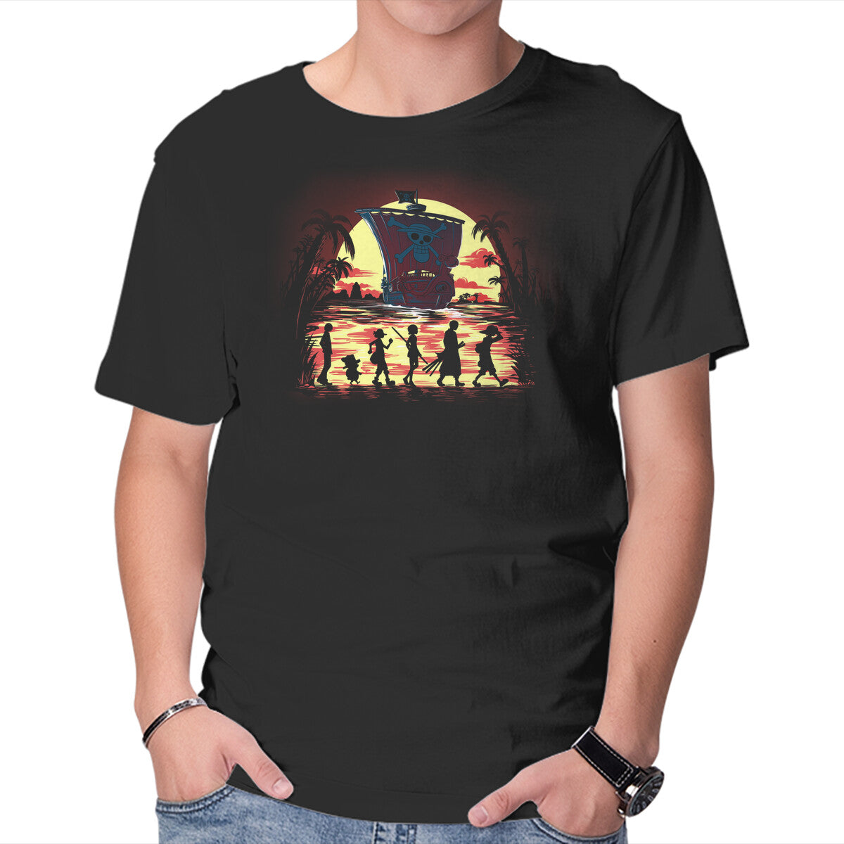 Unisex Crew Neck T-Shirt The Fellowship Of The Pirates Graphic Short Sleeve Casual Tee M