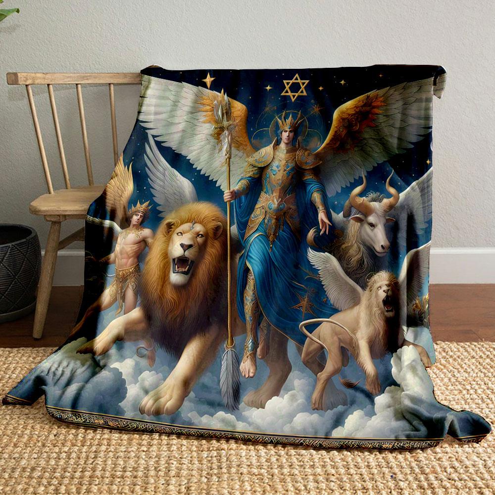 Winged Deity Lion Celestial Blanket bedroom Blanket for Livingroom Couch lunch break Soft throw for Friend s festival Gift 80cm x 120cm