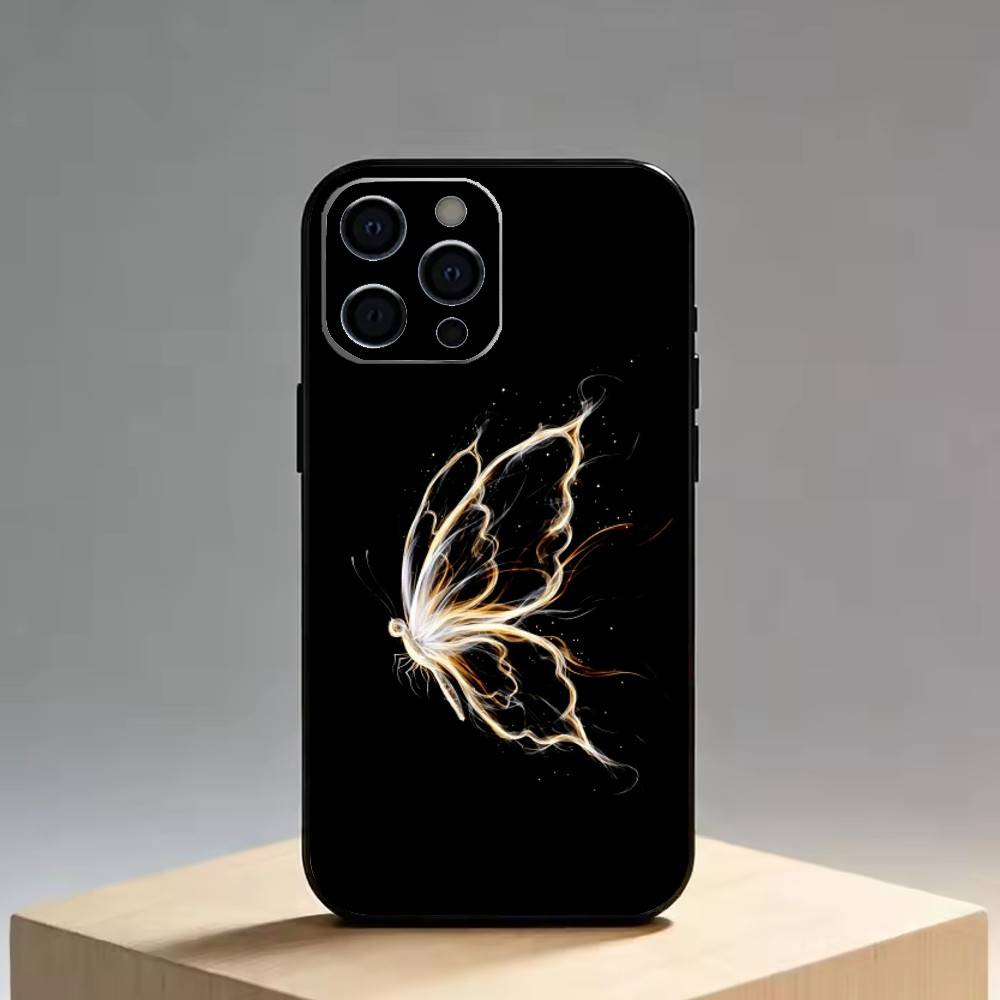 

Glow In The Dark Butterfly Phone Case For iPhone 17,16,15,14,13,12,11 Plus,Pro Max,XS,Soft Silicone Black Cover iPhone13PROMAX