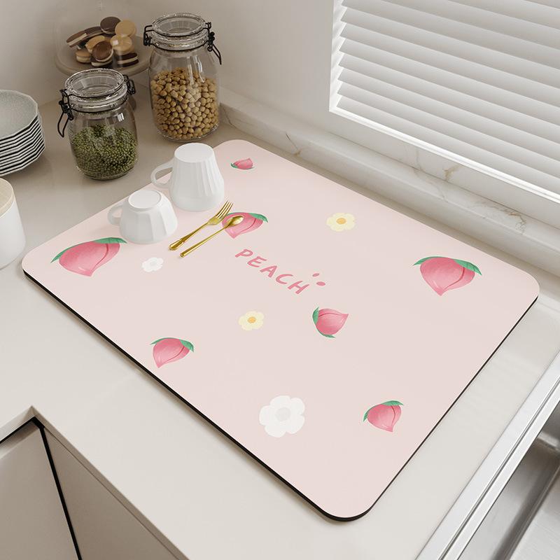 Натуральний свіжий діатомітовий килимок для сушіння, суперабсорбуючий килимок для стільниці, кухонна раковина, сушіння посуду, кавоварка, простий декор