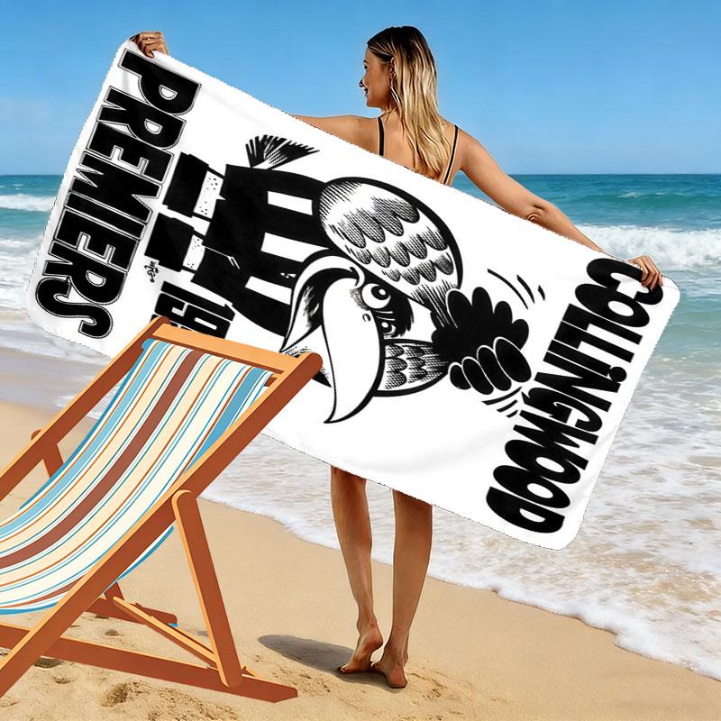 Collingwood Magpies Druck Strandtuch, Großes Weiches Schnelltrocknendes Handtuch für Strand Camping Schwimmen