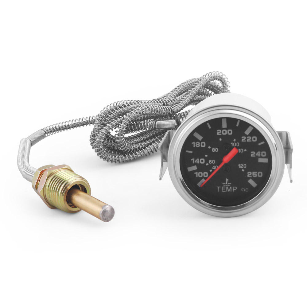 2 Tommer 52mm Krom Viser Mekanisk Vandtemperaturmåler 40-120℃/100-250℉ med Sensor NPT 1/2 til 12V Køretøjer