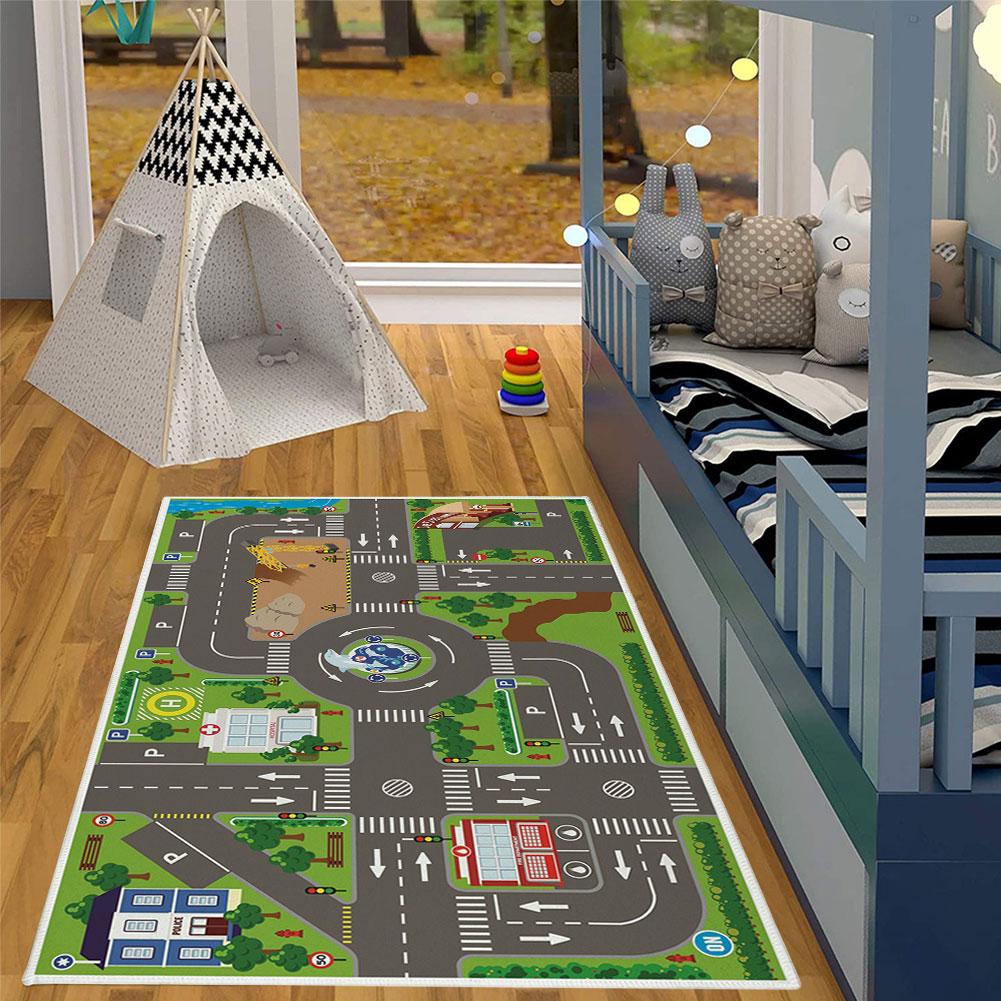 Child Playmat Highway Simulated City Traffic Playroom Area Rug,Carpet for Home Living Room Bedroom Sofa ,kids Non-slip Floor Mat