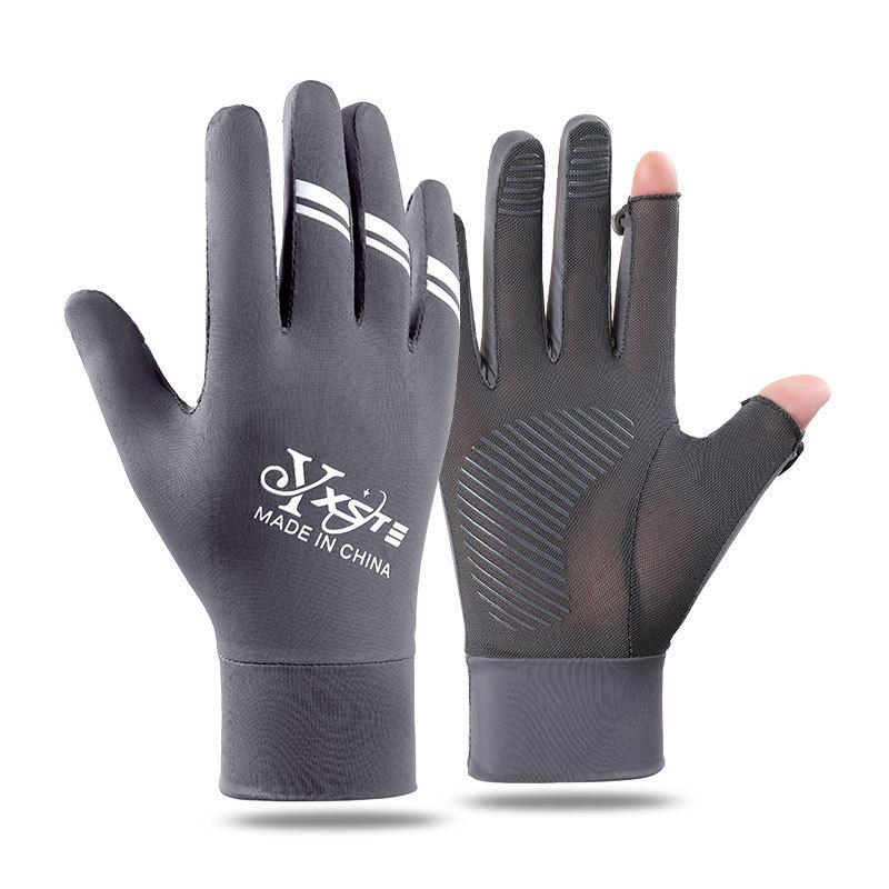 Men's Sunscreen Gloves for Summer Thin Outdoor Touch Screen Flip Non Slip Breathable Riding Driving Mesh Ice Silk Gloves