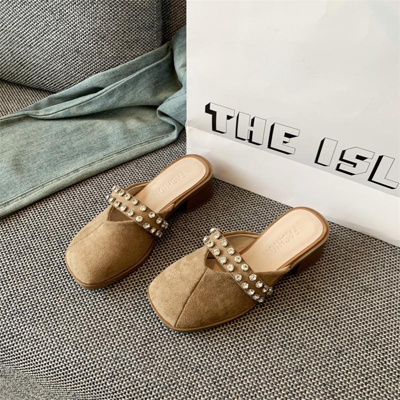 Fashion Versatile Slippers 2025 Spring and Summer New Fashion Casual Bag Head Half Slippers Light Mouth Temperament Cool Slippers