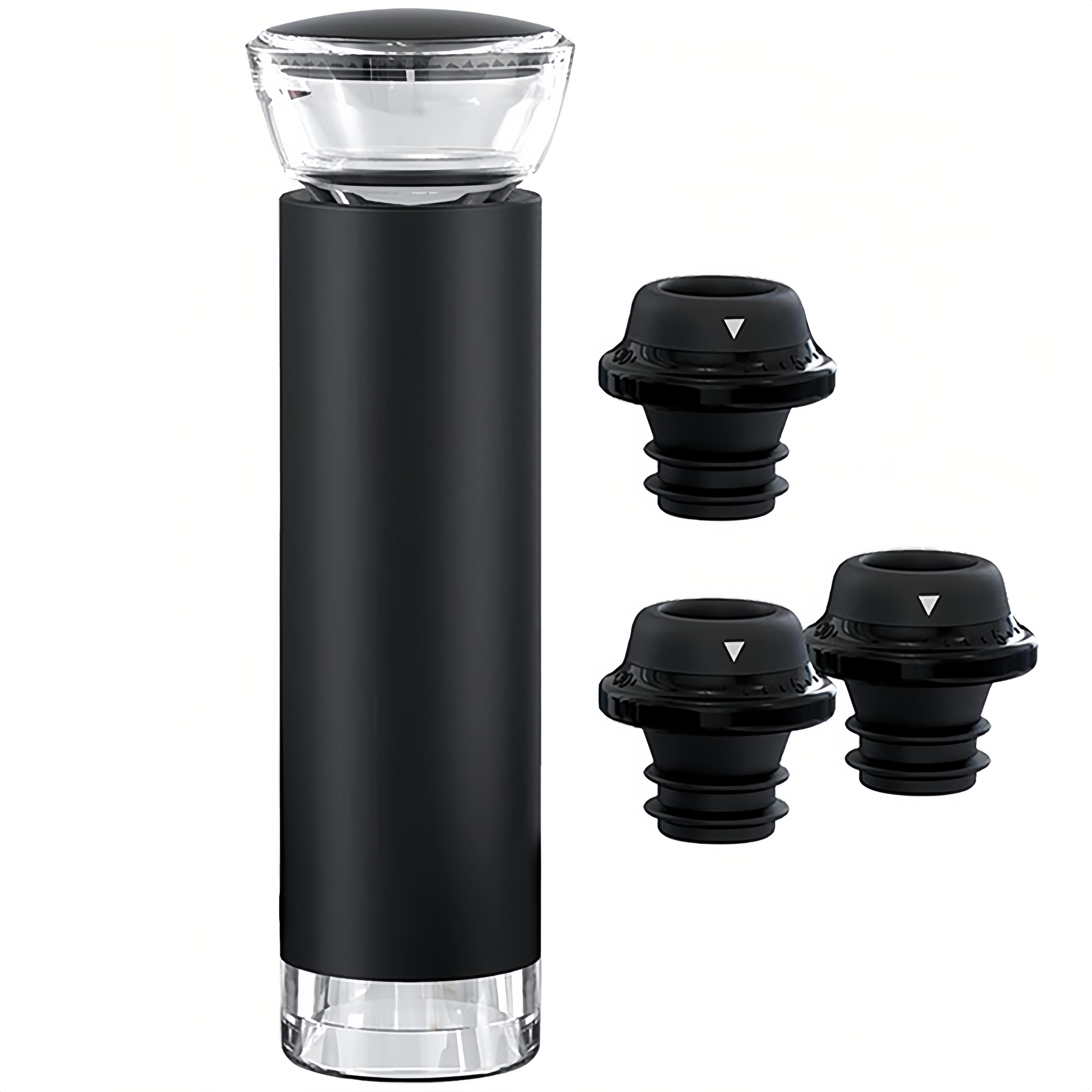 

Вакуумный насос для вина с пробкой для бутылок, силиконовая пробка для вакуумного уплотнения, вакуумный упаковщик Wine Saver Preserver, черный Wine Saver with 3 Stopper чёрный