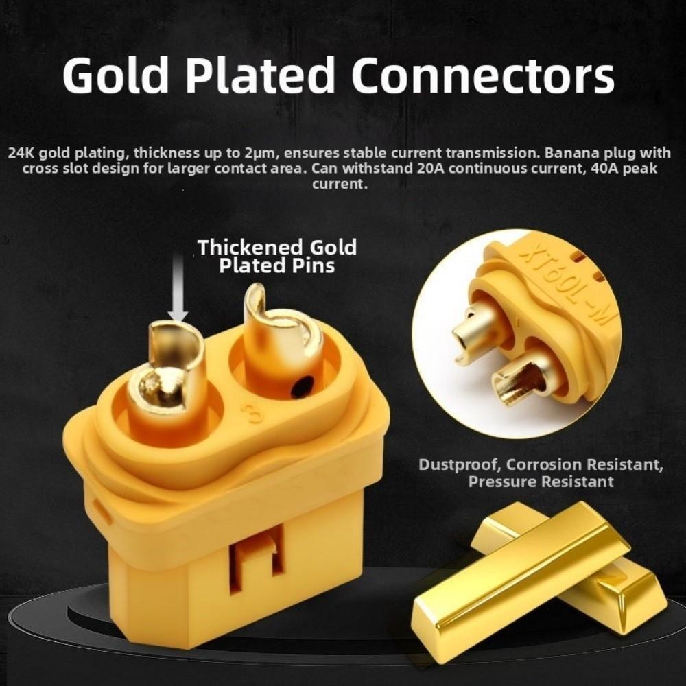 Amass XT60L-F M Plug Yellow Male Female Plug New XT60L Connector  RC Car Parts