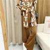 Knitted Suit Women'S Autumn And Winter Casual Fashion Temperament Scarf Sweater Wide Leg Pants Three Piece Set