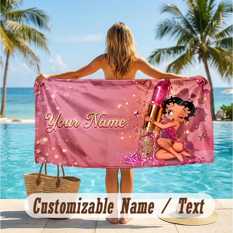 Custom Text Beach Towel, Soft Absorbent Swimming Multi-use TowelBetty Boop
