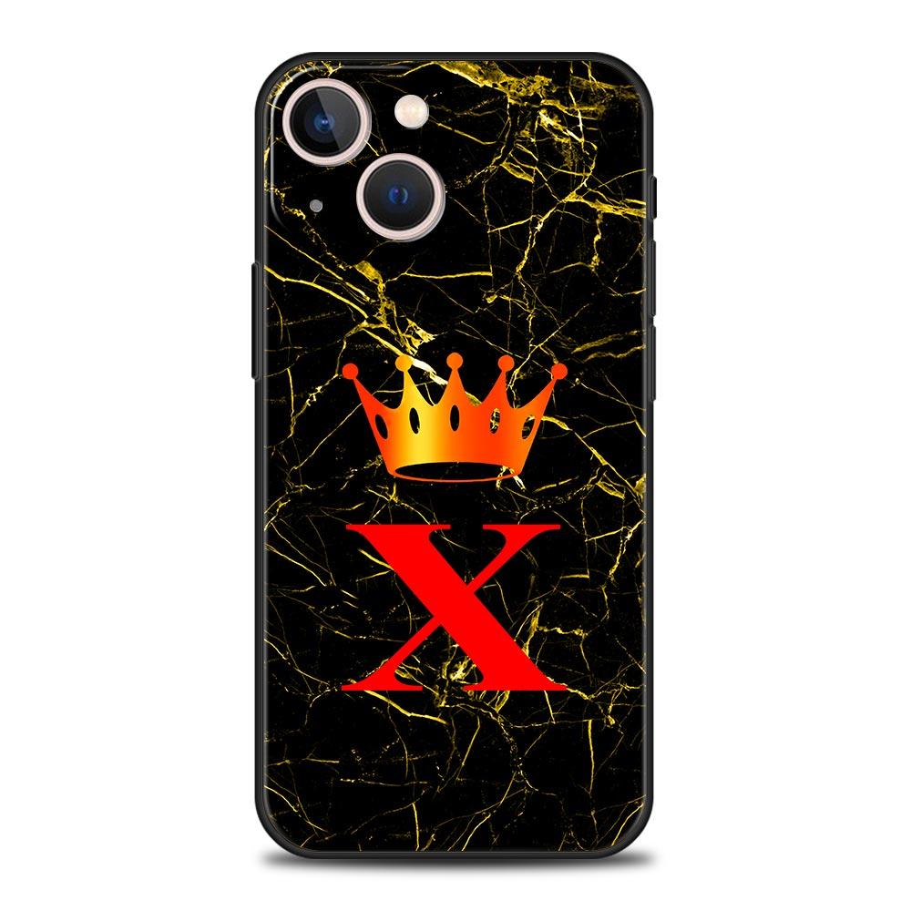 Marble Letter Phone Case For iPhone 17 16 15 Pro Max 11 12 13 14 7 8 Plus SE 2020 X XR XS Cover Soft Black