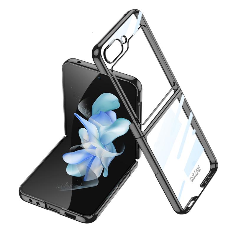 

GKK For Samsung Galaxy Z Flip5 5G Electroplating Plastic Phone Case Anti-Scratch Folding Phone Cover Shell Black