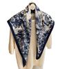 Retro Navy Blue Triangular Scarf Women'S Spring And Summer Thin Breathable And Versatile Atmosphere Decorative Headscarf Multi-Purpose Silk Scarf