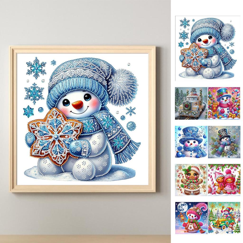 Schneemann Teilweise DIY 5D Speziell Geformter Bohrer Diamant Malerei für Erwachsene/Anfänger Geschenkidee Heim Wanddekor 30x30cm