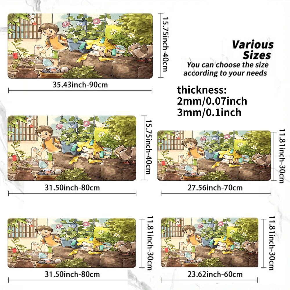 Anime Ash Pikachu Reading Together Gaming Mouse Pad with NonSlip Base 40x80x0.2cm