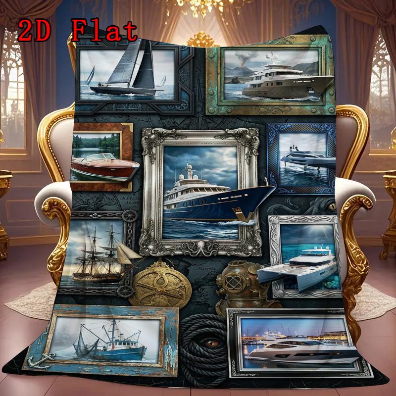 Nautical Maritime Dreams 2D Flat Pattern Flannel Blanket, High quality All Seasons, Home Decor, Warmth and Comfort, Perfect for Christmas Gifts.
