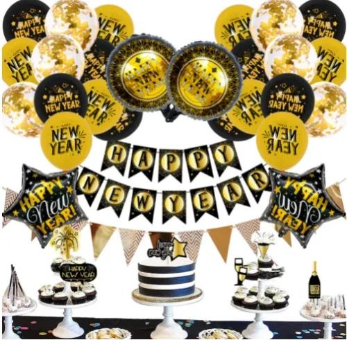 2025 Happy New Year Decorations Wine Bottle Foil Balloons Merry Christmas Decorations Party Confetti Air Ballons New Year EVE