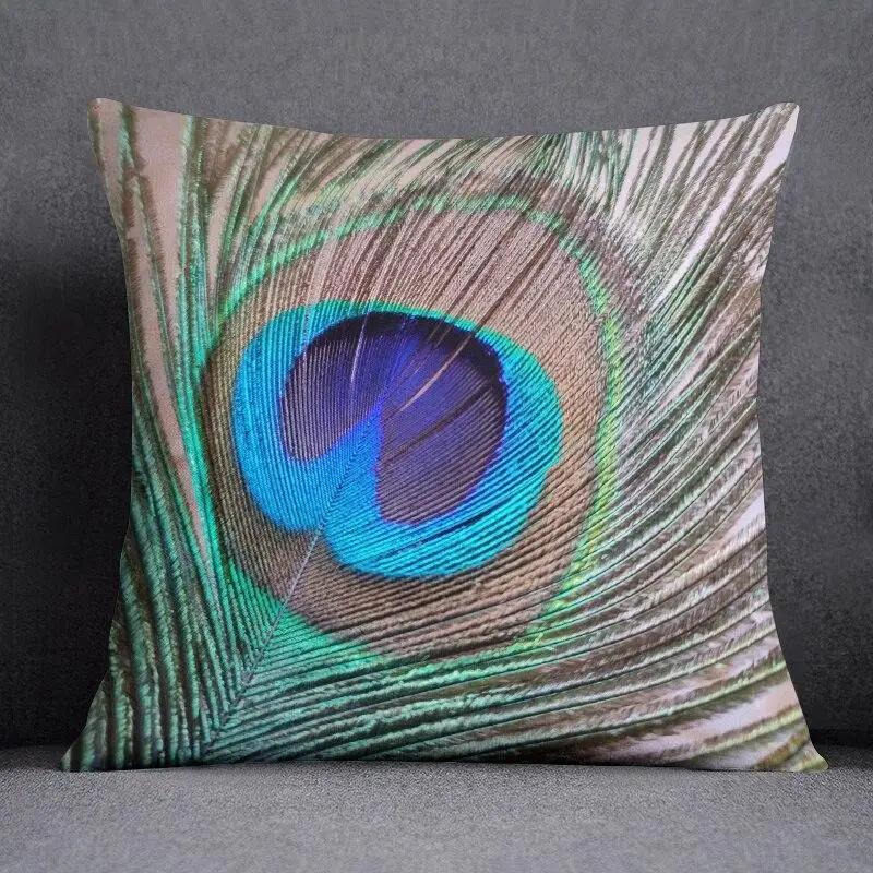 45Cm*45Cm Peacock Feather Series Pillow Decorative Pillow Bedroom Sofa Car Cushion Cover Pillowcase