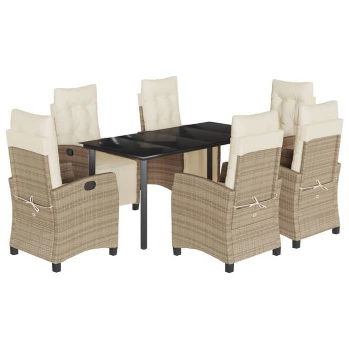 VidaXL Garden Dining Set with Cushions 7 Pcs, Table and Chairs with Adjustable Backrest, Outdoor Furniture, 3213013