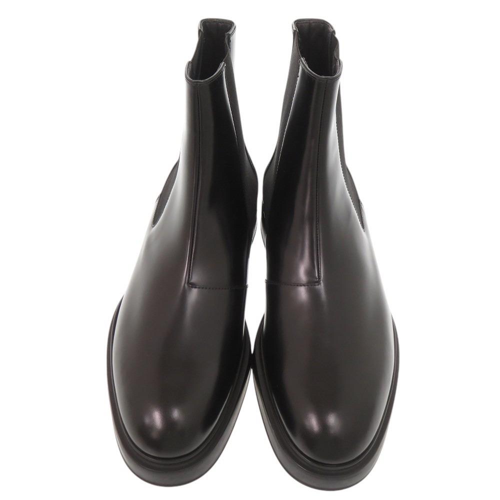 Used AUTHENTIC HERMES side gore boots short boots Black Leather