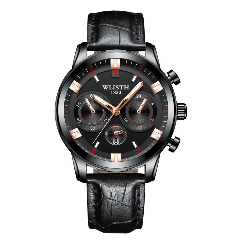 Top Brand Fashion Men's Watch Fake Three Eyes Quartz Steel Band Waterproof Student Men's Watch
