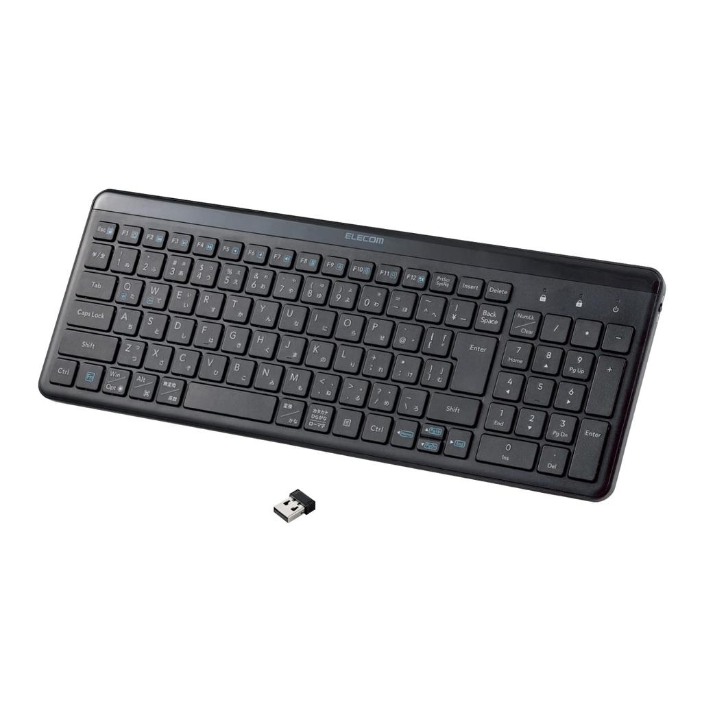 ELECOM Wireless Keyboard, 2.4GHz, Quiet, with Numeric Keypad, Slim and Compact, Compatible with Windows, ChromeOS, and macOS, Black, TK-QT30DMBK