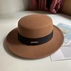 Hat Women's Autumn and Winter Flat Top Hat Wool Felt Hat British Retro French Elegant Fashion Versatile Warm Hat